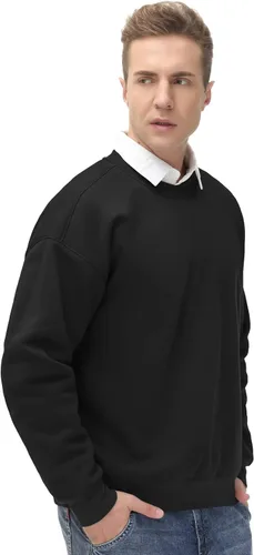 Vista 4 de THE GYM PEOPLE Sudadera de forro polar con cuello redondo para hombre, gruesa, holgada, suave, básica