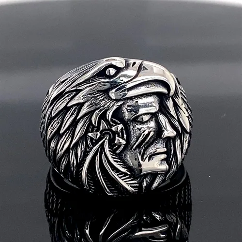 Vista 2 de Silver Nativa American Ring,Silver Eagle Signet Ring, Silver American Ring,925k Sterling Silver Ring, Handmade Silver Ring,Gift For Him