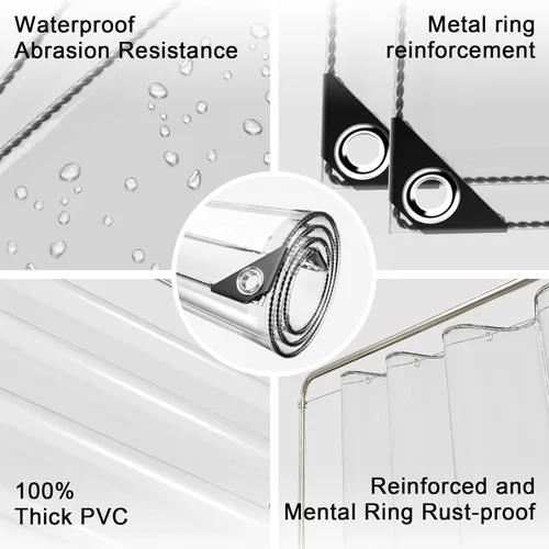 Vista 5 de Lona impermeable transparente de 3 x 6 pies, lona de PVC de 11.8 mil con ojales y brida para cables, cubierta resistente de servicio pesado al