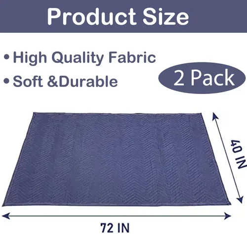 Vista 2 de PONGHEI 2 Mantas de Mudanza 40" x 72" Mantas de Embalaje Resistentes para Mudanzas y Envíos Envoltura Gruesa de Muebles para Suministros de Mudanza