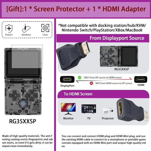 Vista 6 de khanka Estuche de viaje rígido de repuesto para RG35XXSP Flip Portable Flip Retro Handheld Game Consola, solo funda (negro)