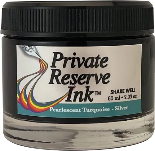 Vista 6 de Private Reserve Ink PEARLESCENT - Botella de tinta de 2.0 fl oz para pluma estilográfica (azul/plateado) (PR17046)