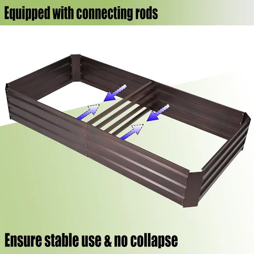 Vista 4 de LuxenHome - Kit de cama de jardín elevada galvanizada de 6 x 3 x 1 pies, para exteriores, caja rectangular de metal para jardinería, maceta grande