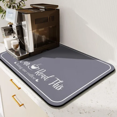 Vista 63 de Tapete de barra de café para encimeras 19inx12in, absorbente para ocultar las manchas, antideslizante, accesorios para bar de cafetería, cabe debajo