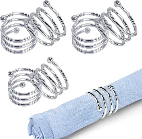 Servilleteros de metal en espiral, redondos, hebillas, servilleteros para cenas, fiestas de vacaciones, reuniones familiares, cenas, decoraciones de