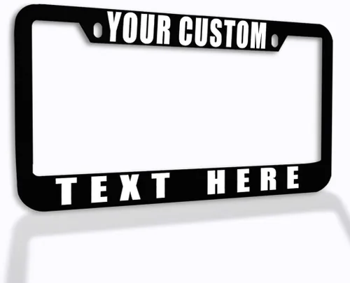 Vista 8 de Speedy Pros Divertido marco de matrícula con texto personalizado de zinc, accesorios para automóvil, soporte para placa de matrícula, negro, 2 Negro