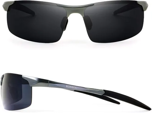 Vista 2 de RONSOU - Gafas de sol polarizadas para hombre, protección UV, ultraligeras al Mg para hombres Pesca Conducción Golf
