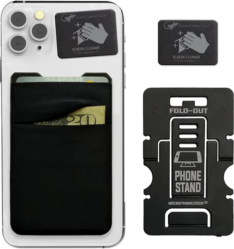 Vista 36 de Doble bolsillo - Soporte adhesivo para tarjetas - Bolsa para teléfono celular - Bolsillo de licra - Lleva tarjetas de crédito y dinero en efectivo