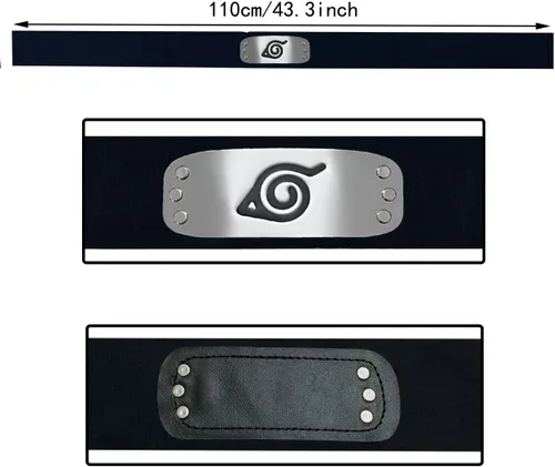 Vista 5 de 7 piezas de disfraz de anime ninja accesorios de cosplay, accesorios de plástico Kunai, diadema de Leaf Village, juego de regalo de ninja negro