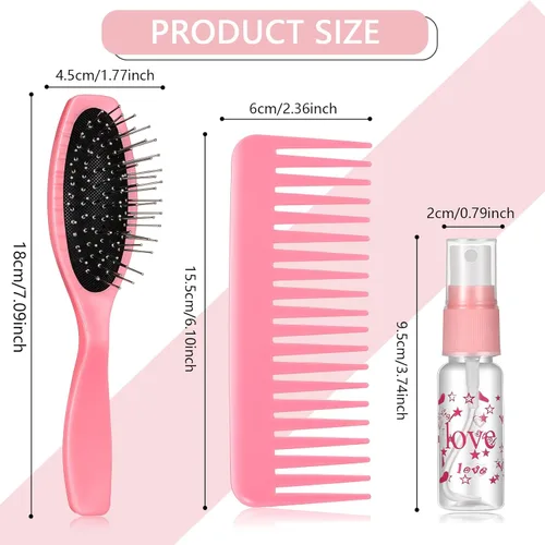 Vista 2 de Civaner Juego de cepillos para peluca de muñeca de 3 piezas con botella rociadora, peine y accesorios de peinado para muñecas de 18 pulgadas