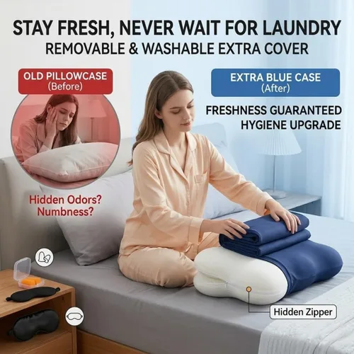 Vista 6 de Cloud Pillow for Sleep, Memory Foam Cervical Pillow for Pain Relief Sleeping, Ergonomic Cervical Pillow with Replacement Pillowcase, Breathable Dark
