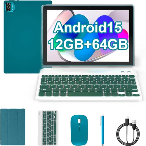 Vista 11 de Tablet COOPERS Android 15, tablet de 10 pulgadas 12GB RAM+64GB ROM hasta 1TB, procesador Quad-core de 1.8Ghz, WiFi 5G 6, batería de 6000mAh, cámara