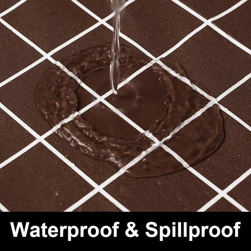 Vista 135 de Mantel rectangular, manteles de plástico elásticos ajustables con parte trasera de franela para mesas de 4 pies, manteles de vinilo impermeables