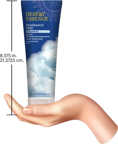 Vista 4 de Desert Essence Champú sin fragancia – 8 onzas líquidas – Limpiador suave sin perfume con aceite de jojoba, té verde y consuelda – Suaviza