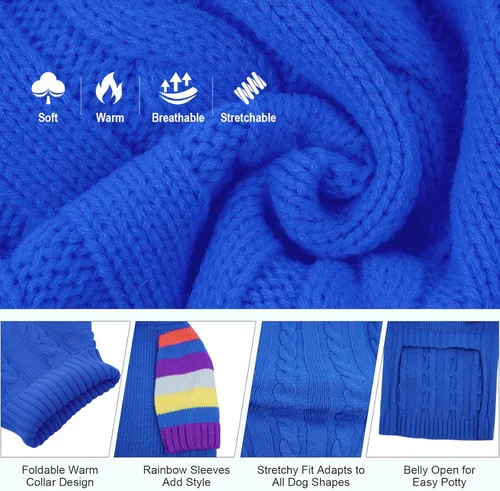 Vista 3 de Suéter frío para perro, suéteres de invierno para perros medianos, hembras machos, suéter de cuello alto cálido para perros, suéter de manga larga