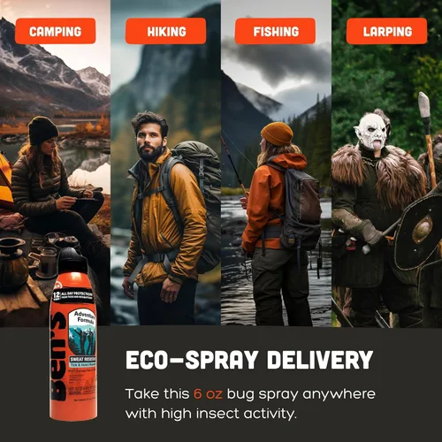 Vista 7 de Ben's Adventure Formula - Repelente de garrapatas y mosquitos para hasta 12 horas de protección, 20% picaridina en aerosol para insectos