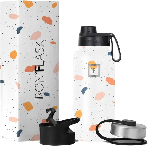 Vista 11 de IRON °FLASK - Botella deportiva de 14, 18, 22, 32, 40, 64 o 128 onzas, 3 tapas (boquilla), acero inoxidable aislado al vacío, doble pared moderna