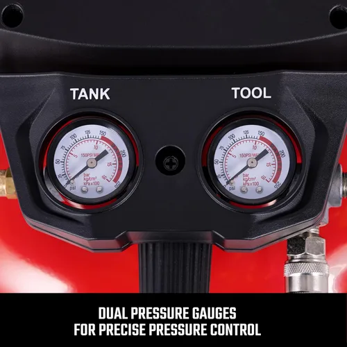Vista 7 de CRAFTSMAN Compresores de aire 6 galones Compresor de aire portátil redondo sin aceite, presión máxima de 150 PSI 1.0 HP 2.6 CFM@90PSI Compresor