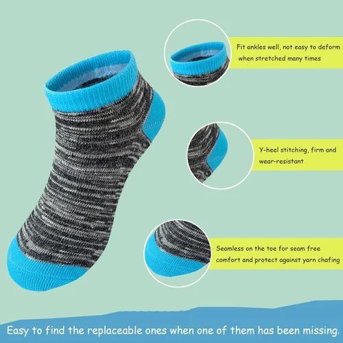 Vista 3 de Boy Socks 24 Pairs Half Cushioned Low Cut Socks Ankle Athletic Cotton Socks For Little Big Kids
