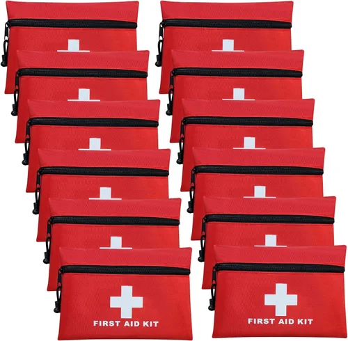 AOUTACC 12 piezas Mini Kit de primeros auxilios Bolsa de almacenamiento vacía con cierre para emergencias en casa, oficina, automóvil, al aire