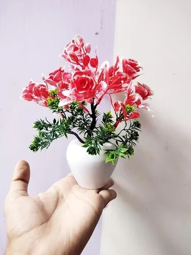 Vista 3 de Bonsái artificial para decoración de oficina en casa (tamaño pequeño), juego de 2