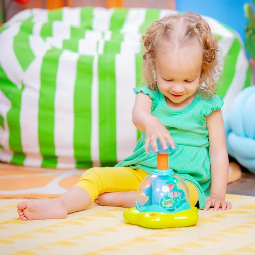 Vista 10 de Bright Starts Juguete giratorio, de presionar y brillar, de causa y efecto, musical para bebés, a partir de 6 meses+