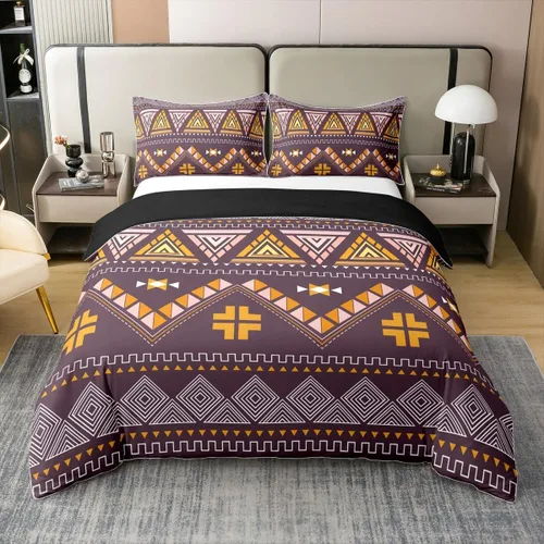 Vista 8 de Erosebridal - Juego de funda de edredón bohemia 100% algodón orgánico, diseño ondulado, cama individual, funda de edredón bordada con arco iris