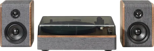 Vista 18 de Crosley CR7501A-CL Nocturne - Tocadiscos Bluetooth de 2 velocidades con altavoces estéreo a juego, color carbón
