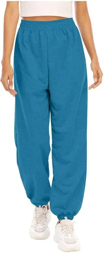 Pantalones deportivos de talla grande para mujer, estilo casual, cintura elástica, pierna recta, pantalones de descanso, holgados, hasta el tobillo,