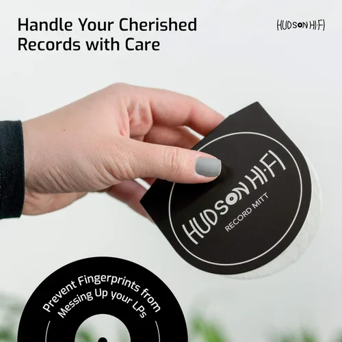 Vista 4 de Hudson Hi-Fi Paquete de 3 manoplas de discos antiestáticas para limpiar discos y manejador - Accesorios para tocadiscos con material de microfibra