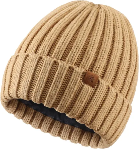 Home Prefer Gorro de invierno para hombre, gorro de punto de vellón, gorro cálido para hombre y mujer