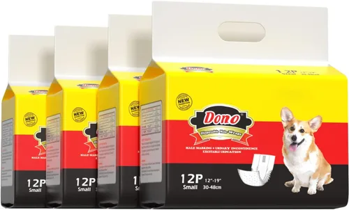 Vista 10 de Dono Pañales desechables para perros machos con indicador de humedad, 56 unidades, bandas superabsorbentes para el vientre para perros machos