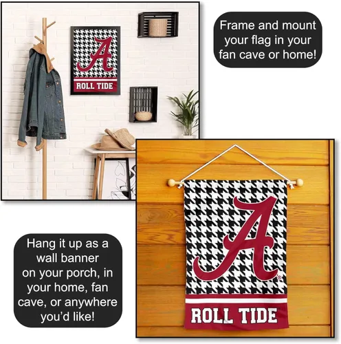 Vista 5 de WinCraft Bandera de jardín Alabama Crimson Tide Houndstooth