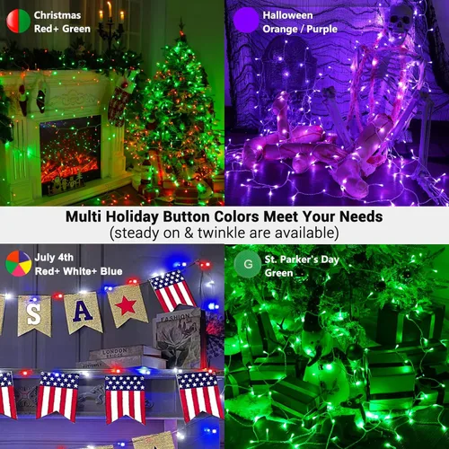 Vista 6 de Lomotech Guirnalda de luces RGB de Navidad, 98 pies, 300 LED, 16 luces de Navidad multicolor que cambian de color con control remoto, tira de luces