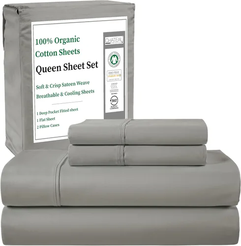 Vista 24 de Sábanas Twin XL 100% Algodón Para Cama Twin, Juegos de Sábanas Bajeras y Fundas de Almohada Totalmente Elásticas, Resistentes a la Decoloración