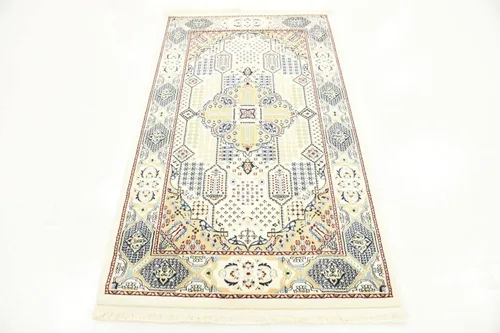 Vista 4 de Rugs.com Rabia Collection - Alfombra baja marfil de 3 x 5 pies, perfecta para entradas, cocinas, rincones de desayuno, piezas de acento