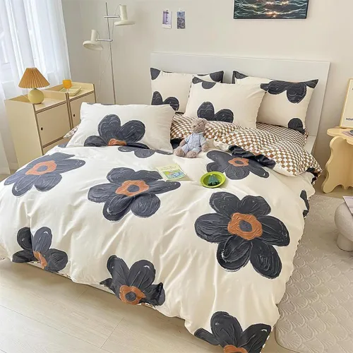 Vista 158 de CLOTHKNOW Juego de edredón de 3 piezas a cuadros color beige óxido, tamaño Full, juego de ropa de cama de cuadros edredón terracota con 2 fundas