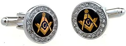 Vista 2 de MRCUFF Gemelos masónicos masónicos de cristal masónico en una caja de regalo de presentación y paño de pulido, Microfibra, no conocido