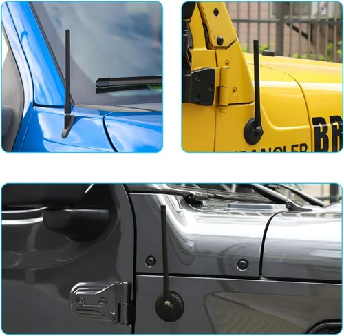 Vista 4 de JeCar Antena corta refleja de 7.5 pulgadas de repuesto para TJ JK JL F150, accesorios de metal ABS antena diseñada para recepción optimizada