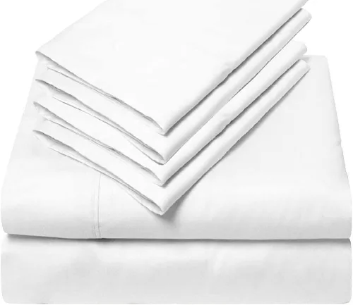 Vista 11 de Femini Fashion Juego de sábanas de 6 piezas 100% algodón egipcio Giza, almohada de sábanas Giza, algodón de fibra larga de 600 hilos, tejido