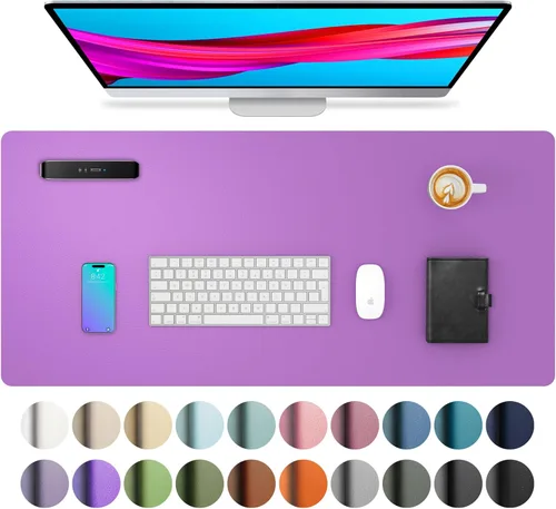Vista 126 de Aothia - Protector de escritorio de cuero sintético impermeable y antideslizante para laptop, escritura y mouse, para oficina y hogar, 23.6 x 13.7