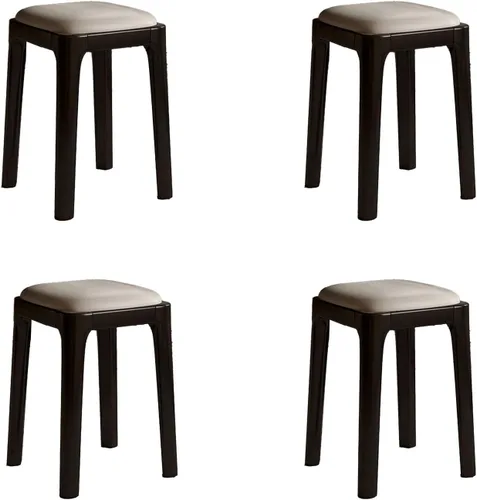 Vista 12 de Wooden Dining Chairs Backless,Kitchen Chairs Stool Stackable,Dining Room Chair with PU Leather Cushion,Square Living Room Chair for Kitchen, Dining