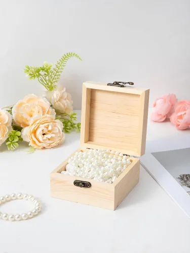 Caja pequeña de madera de 12 piezas, caja del tesoro de madera sin terminar con tapas para manualidades (4.1 x 4.1 x 2.4 pulgadas)