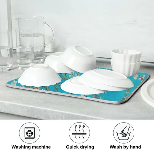 Vista 5 de Tapete grande de secado de platos para encimera de cocina, secadora absorbente, almohadilla de cocina resistente al calor, almohadilla para platos
