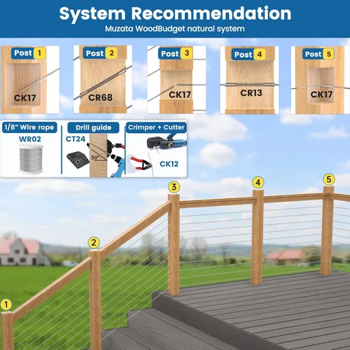 Vista 5 de Muzata Herramienta de Prensado de Barandilla de Cable Personalizada Prensadora Hidráulica Herramienta de Prensado Hidráulico para Kit de Barandilla