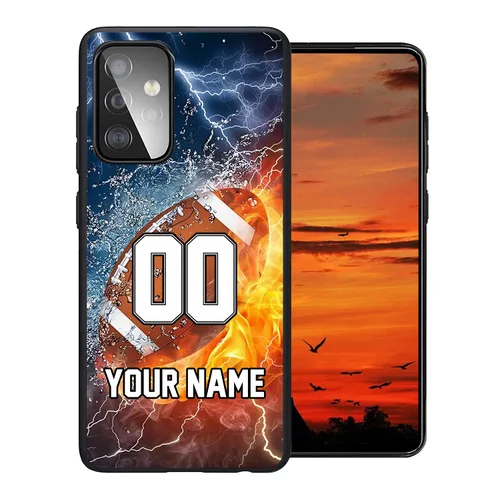 Vista 3 de Personalized Football vs Name Number America Flag Decor Rubber Cover Phone Case for Samsung Galaxy A53 5GA03SA02SA10EA12A13A32A33A42A51A52A71 Custom