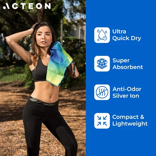 Vista 5 de Acteon Toalla de gimnasio de microfibra de secado rápido, paquete de 4 unidades, sin olor, toallas de entrenamiento súper absorbentes, sudor corporal