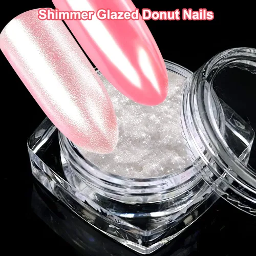 Vista 3 de 2 cajas de polvo de uñas de cromo perla blanca – Polvo de pigmento cromado transparente transparente brillante para uñas, uñas inspiradas efecto