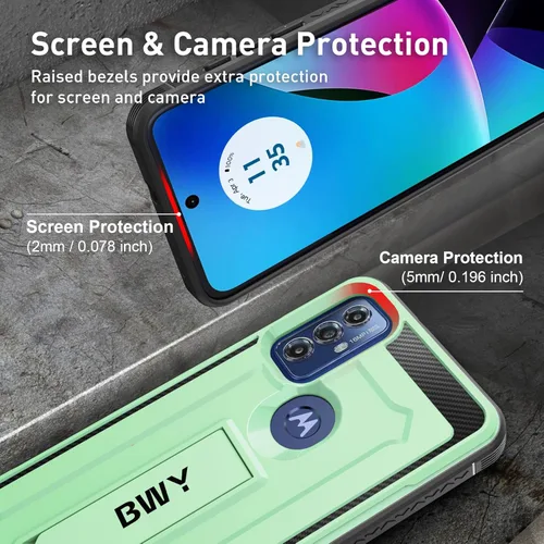 Vista 3 de BWY Funda diseñada para Moto G Play 2023 con protector de pantalla, funda protectora militar resistente para teléfono Moto G Play 2023, soporte