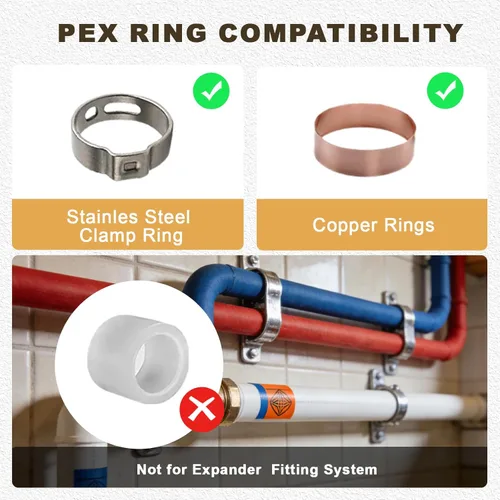 Vista 5 de Caja de salida premontada para máquina de hielo, crimpado Pex de 1/2 pulgada x 1/4 pulgadas OD conexión de compresión con válvula de bola giratoria